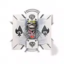 Iron maiden the trooper inside of an ace of hearts card with a gaming computer as the head tattoo design idea