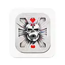 Iron maiden the trooper inside of an ace of hearts card with a gaming computer as the head tattoo design idea