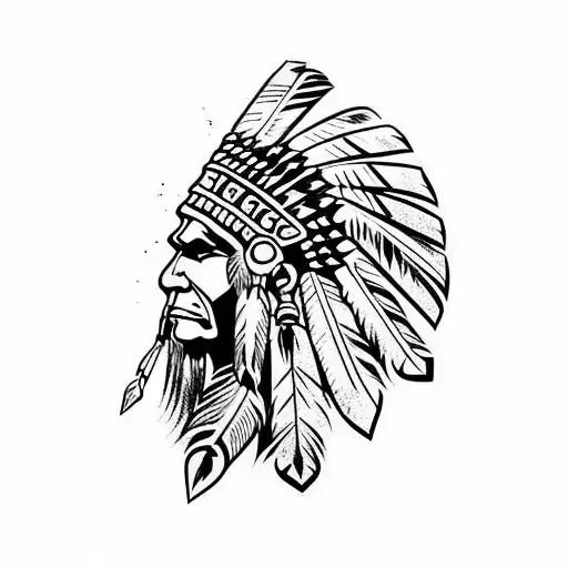 red indian  tattoo design idea