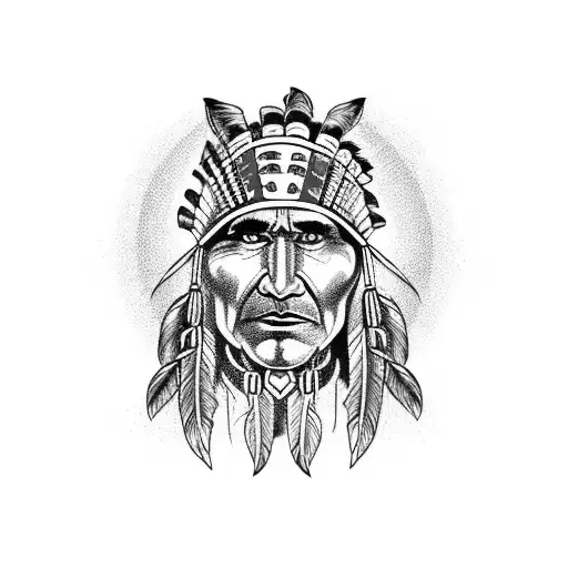 red indian  tattoo design idea