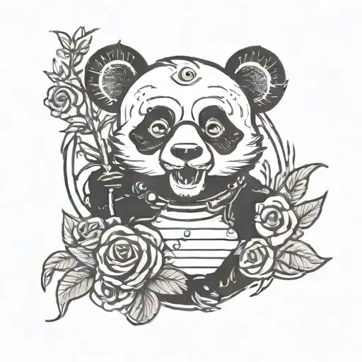 Panda and Rock and Roll themed tattoo tattoo design idea