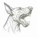 Doberman barking tattoo design idea