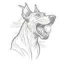 Doberman barking tattoo design idea
