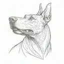 Doberman barking tattoo design idea