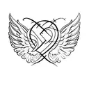 angel wings letter "M" tattoo design idea