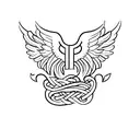 angel wings letter "M" tattoo design idea