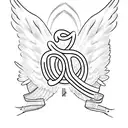 angel wings letter "M" tattoo design idea