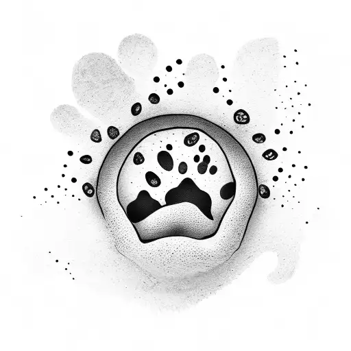 A feminist symbol incorporated into a dog paw print, representing empowerment and love for dogs tattoo design idea