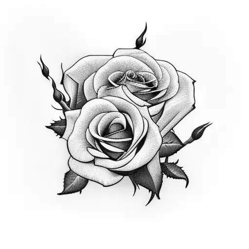 roses with the weeknd XO logo tattoo design idea