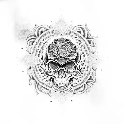 skull with mandala over the skull tattoo design idea