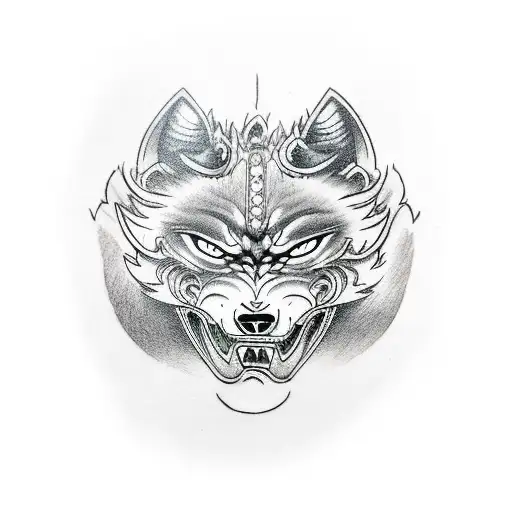 Oni Mask,wolf, viking, olimp tattoo design idea