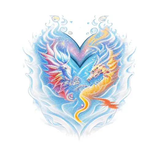 fire and water love tattoo