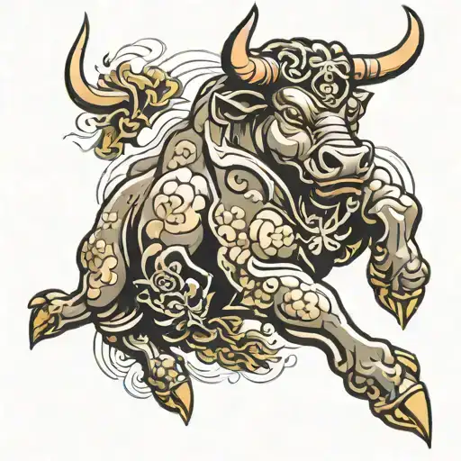 japanese bull design tattoo design idea