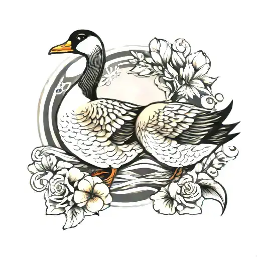 2 geese tattoo design idea