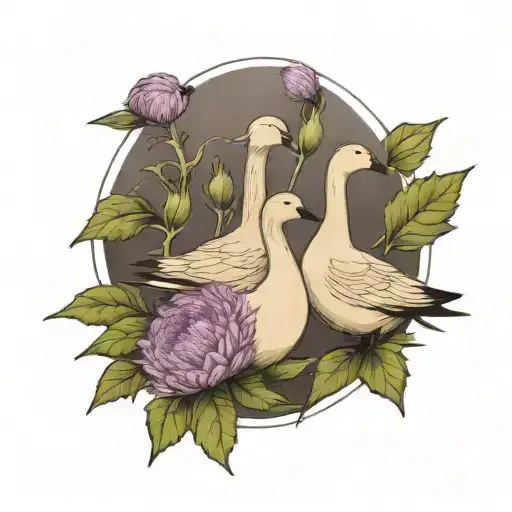 geese and thistle   tattoo design idea