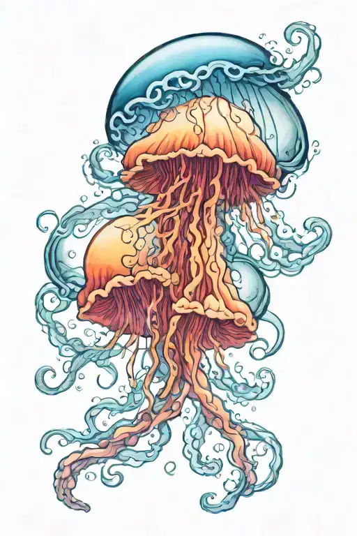 floating translucent jellyfish tattoo design idea
