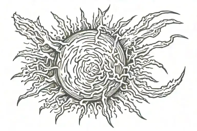 fireball and animal scratches tattoo design idea