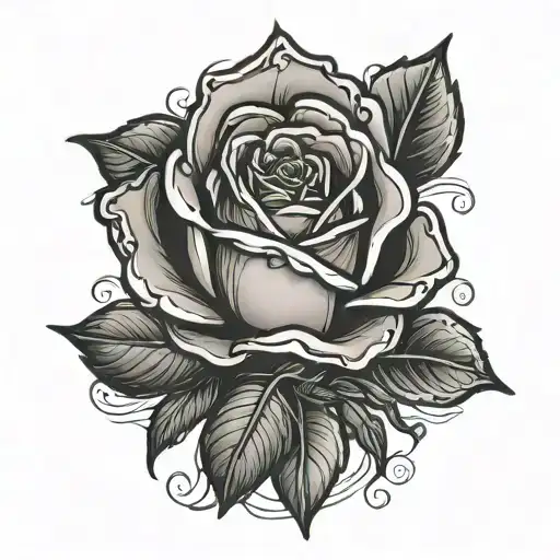 Stone hands clenched with an undamaged rose tattoo design idea