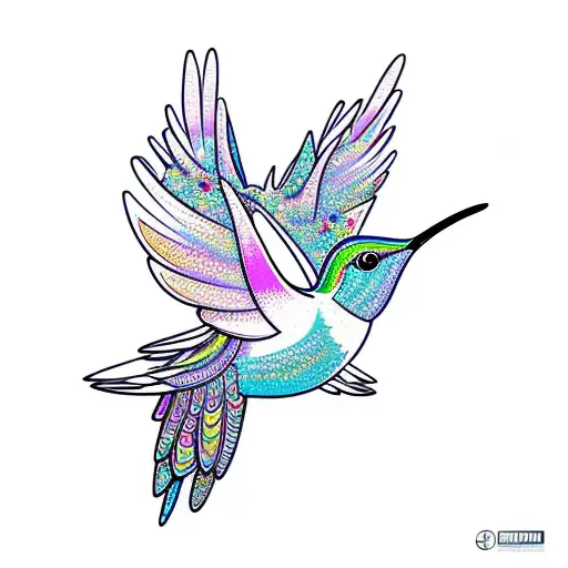 psychedelic hummingbird tattoo design idea