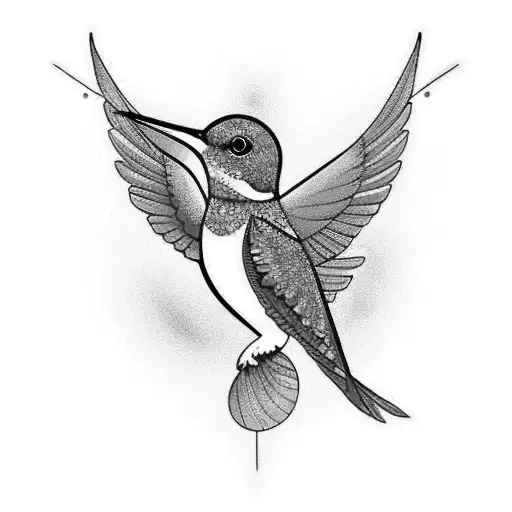 psychedelic hummingbird tattoo design idea