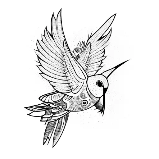 psychedelic hummingbird tattoo design idea