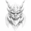 horde Warcraft orc female tattoo design idea
