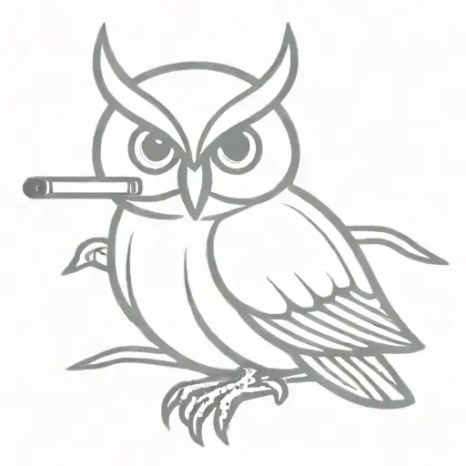 Owl smoking a cigar tattoo design idea