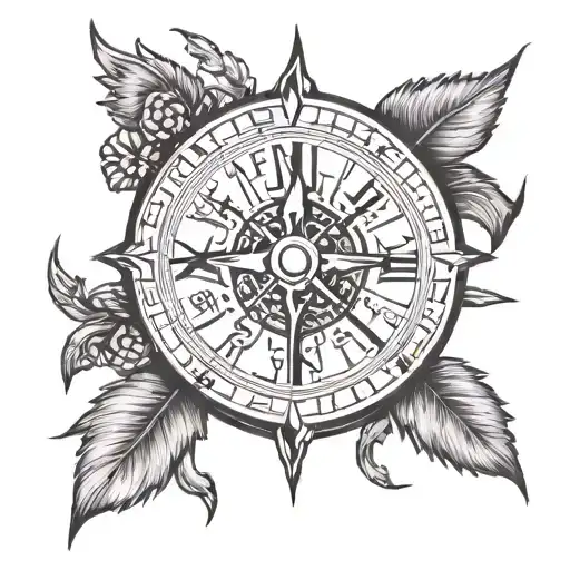 Viking vegvisir compass and rune arround arm tattoo design idea