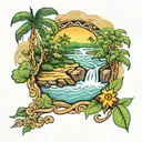 guyana rainforest creek running tattoo design idea