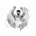 A capoeira dancer surrounded by lush jungle tattoo design idea