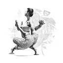 A capoeira dancer surrounded by lush jungle tattoo design idea