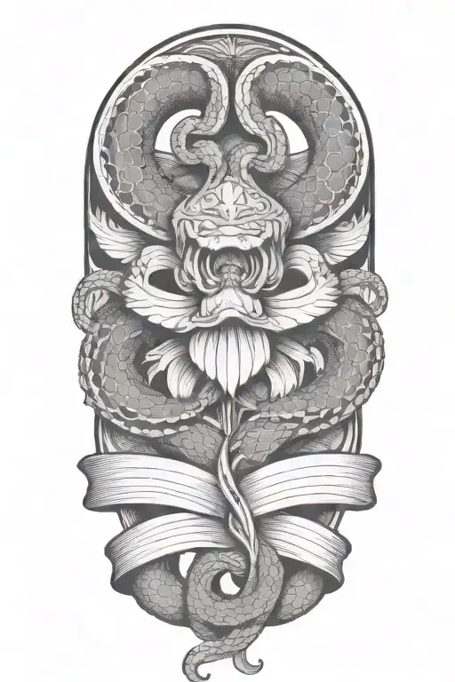 snake intertwined, chrysanthamums, gemini sign intertwined, phillippians 4:6   tattoo design idea