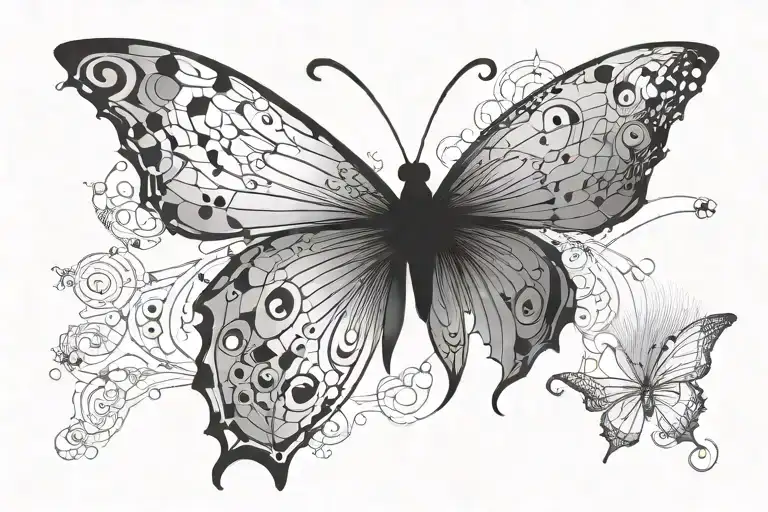 A marketing graph chart morphing into a butterfly, representing growth and transformation in the field of marketing tattoo design idea