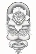 snake intertwined, chrysanthamums, gemini sign intertwined, butterfly, books  tattoo design idea