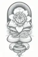 snake intertwined, chrysanthamums, gemini sign intertwined, butterfly, books  tattoo design idea