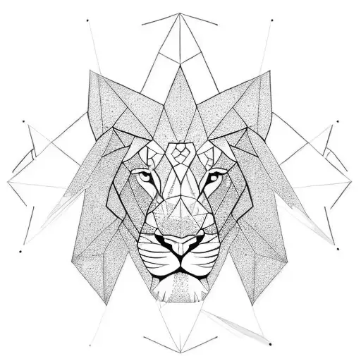 mix of diamond and lion and triangle tattoo design idea