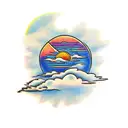 sunrise with clouds tattoo design idea