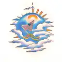 sunrise with clouds tattoo design idea