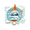 sunrise with clouds tattoo design idea