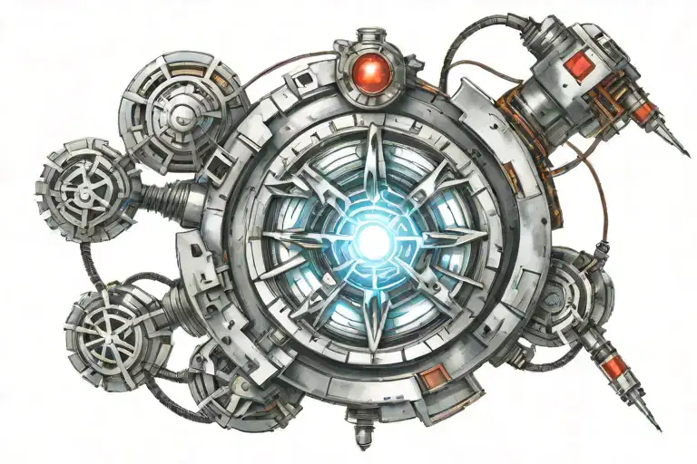 arc reactor with electric cables tattoo design idea