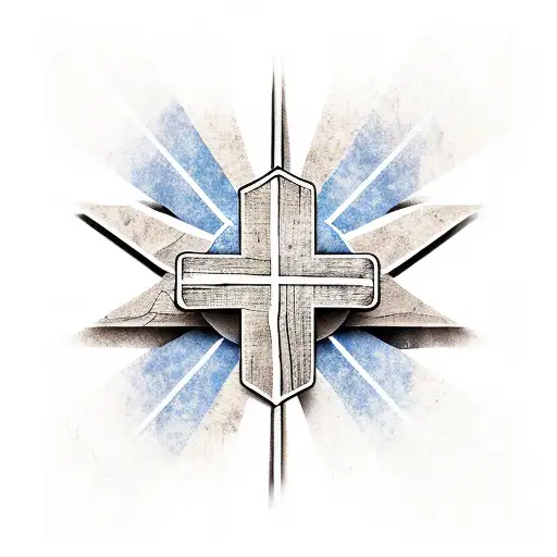 Philippians 4:6-7 across a Rustic Christian Cross tattoo design idea