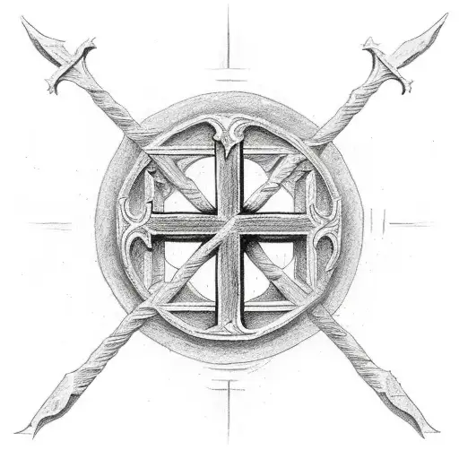  Rustic Christian Cross that includes Phillipians 4:6-7 verse tattoo design idea