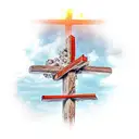 Philippians 4:6-7 across a Rustic Christian Cross tattoo design idea