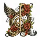 infinity symbol music notes tattoo design idea