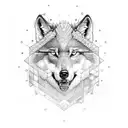 alpha wolf from the side with crown tattoo design idea