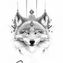 alpha wolf from the side with crown tattoo design idea