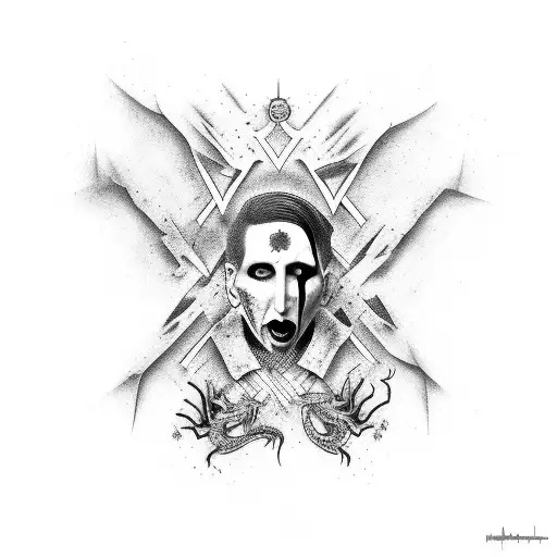 marilyn manson fight with 2 head dragon tattoo design idea