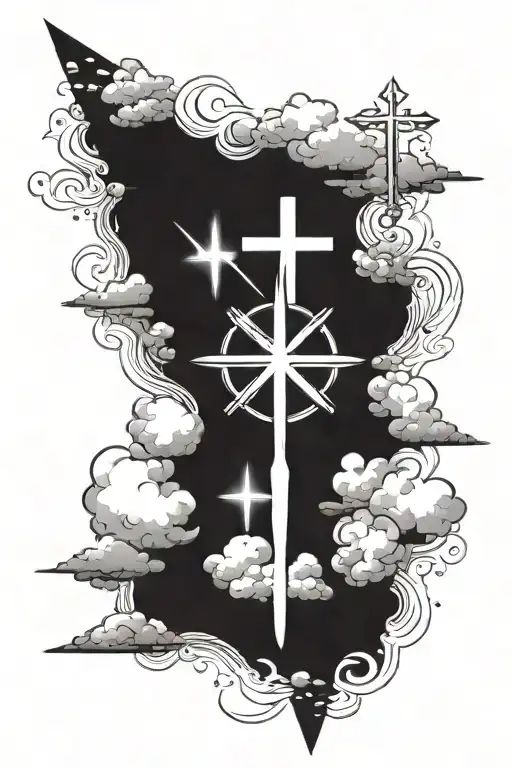 Be guided by faith not fear with crosses and clouds on forearm  tattoo design idea
