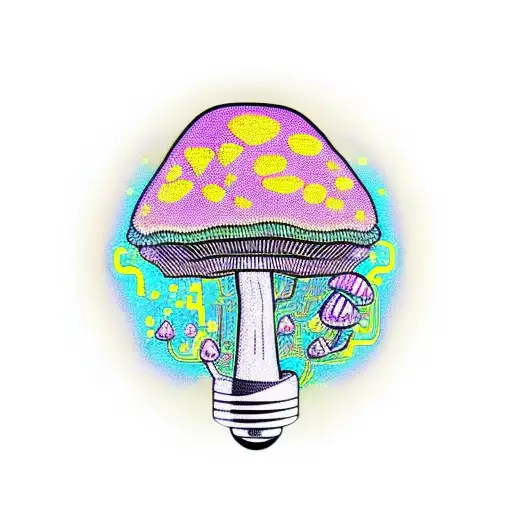 circuit board made of magic mushrooms  tattoo design idea