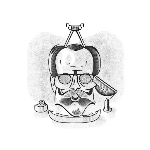 Vintage barber tools tattoo design idea